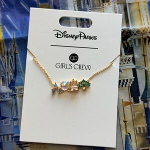 Disney Gold Necklace with Blue and Green Charms